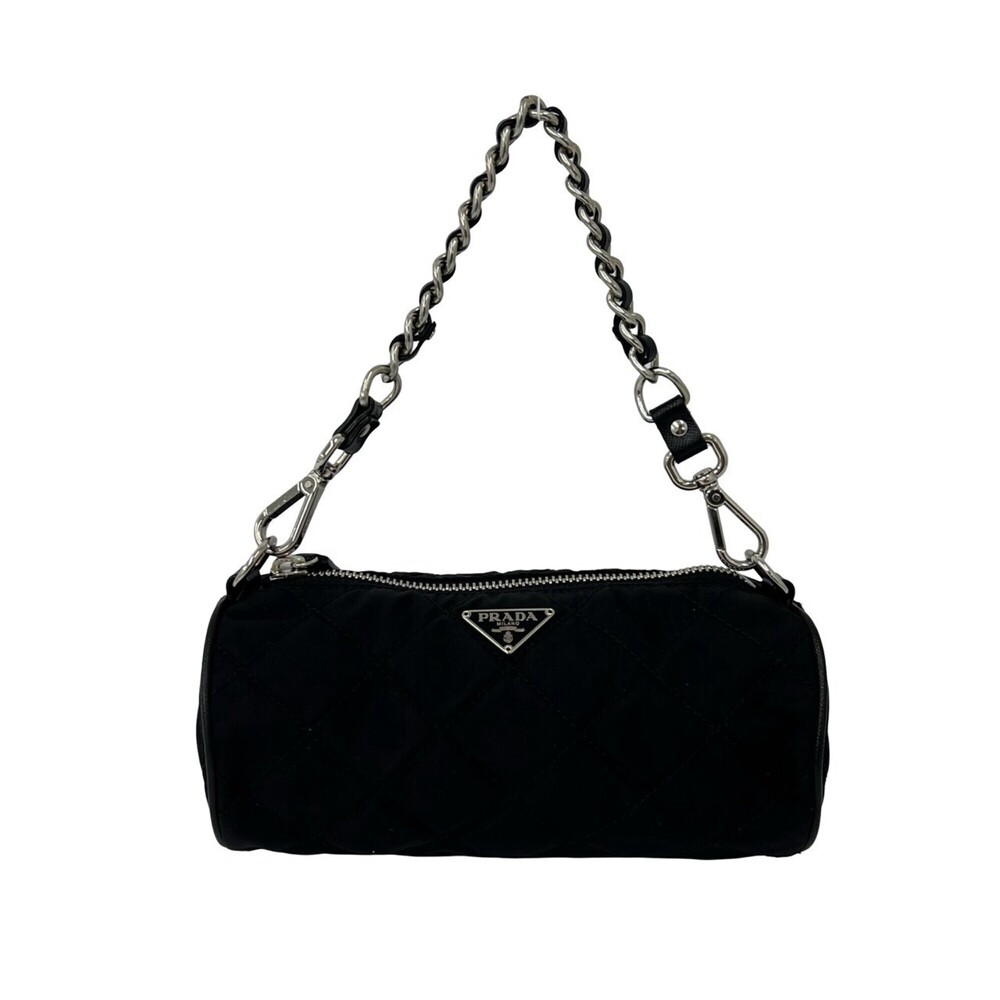 PRADA Prada Triangle Logo Hardware Quilted Tessuto Nylon Leather Mini Handbag...